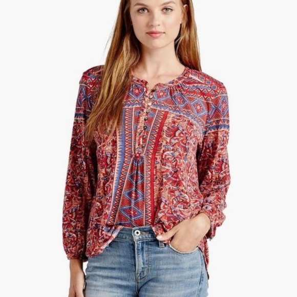 Lucky Brand Tops - Lucky Brand boho peasant blouse button front